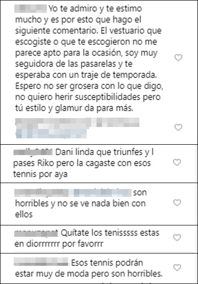 Críticas a los tenis de Daniela Ospina en Instagram