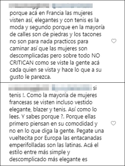 Comentarios defendiendo los tenis de Daniela Ospina