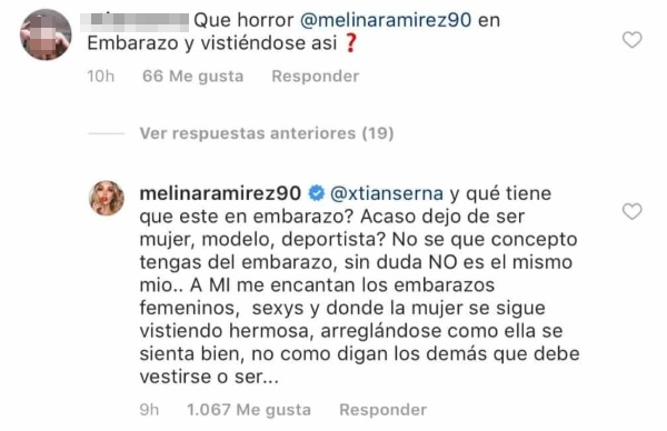 Críticas a Melina Ramírez por su ropa sexi de embarazo