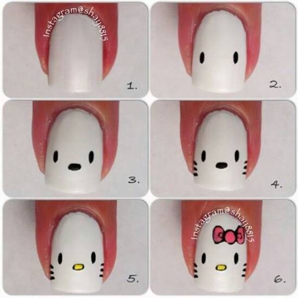 Foto de decoración de uñas para niñas estilo Hello Kitty