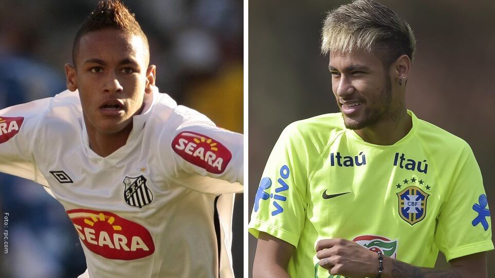 El futbolista Neymar Silva antes vs ahora.
