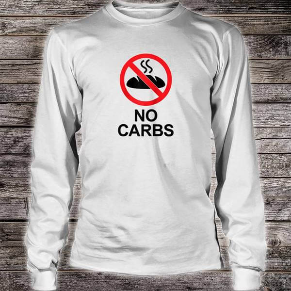 Camiseta de dice NO CARBS